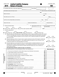 Document preview: Form 568 Limited Liability Company Return of Income - California