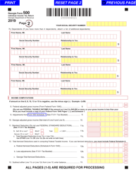 Form 500 Individual Income Tax Return - Georgia (United States), Page 2