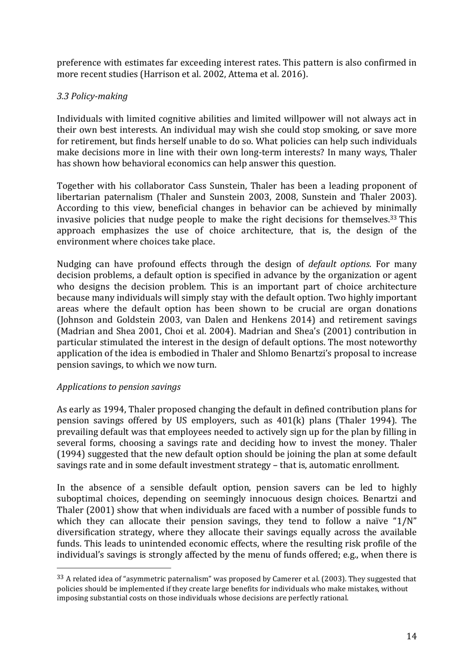 Integrating Economics With Psychology - Richard H. Thaler, the Royal Swedish Academy of Sciences - Sweden, Page 16