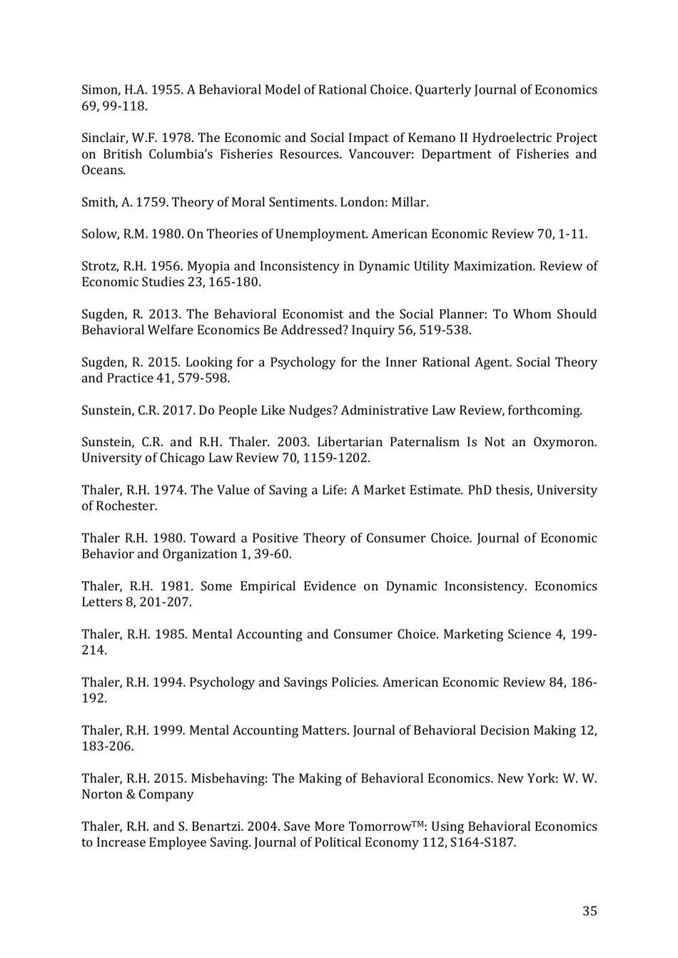 Integrating Economics With Psychology - Richard H. Thaler, the Royal Swedish Academy of Sciences - Sweden, Page 37