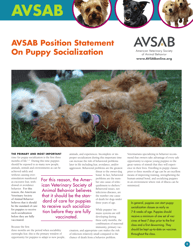 Document preview: Avsab Position Statement on Puppy Socialization - American Veterinary Society of Animal Behavior
