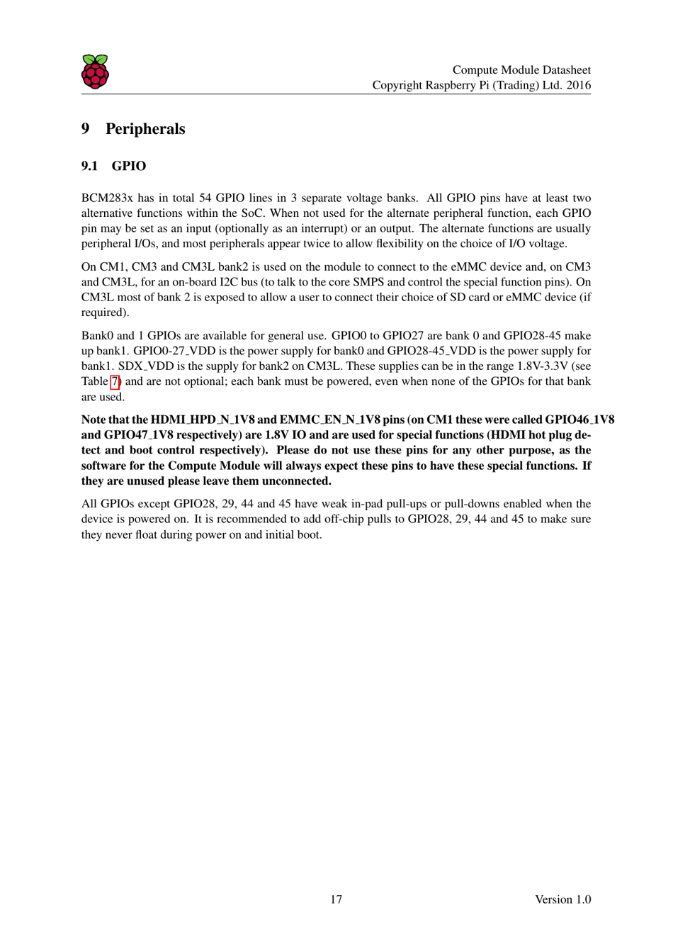 Datasheet Raspberry Pi Compute Module (Cm1), Compute Module 3 (Cm3) and Compute Module 3 Lite (Cm3l), Page 18