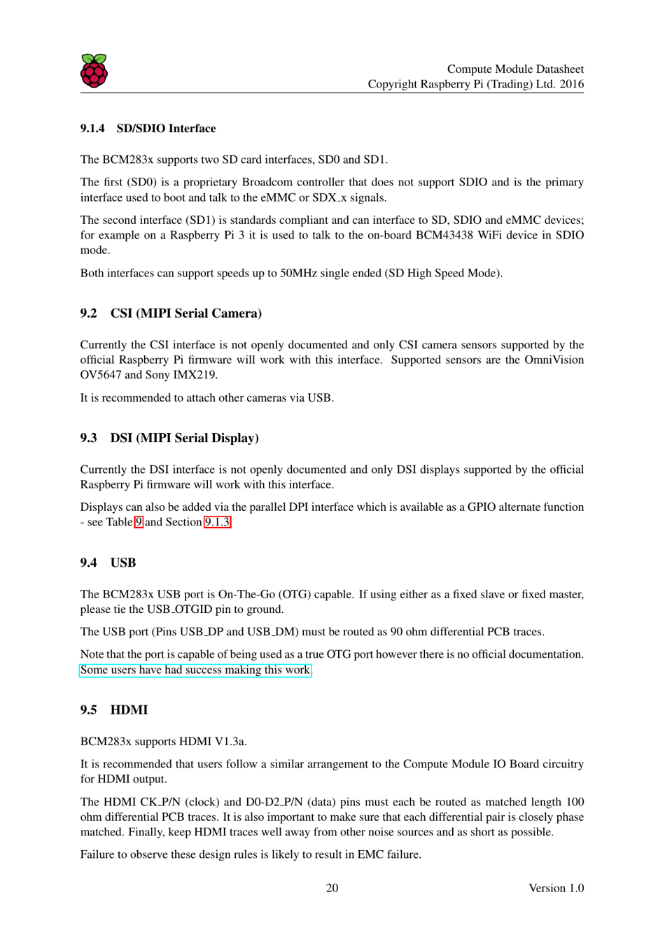 Datasheet Raspberry Pi Compute Module (Cm1), Compute Module 3 (Cm3) and Compute Module 3 Lite (Cm3l), Page 21