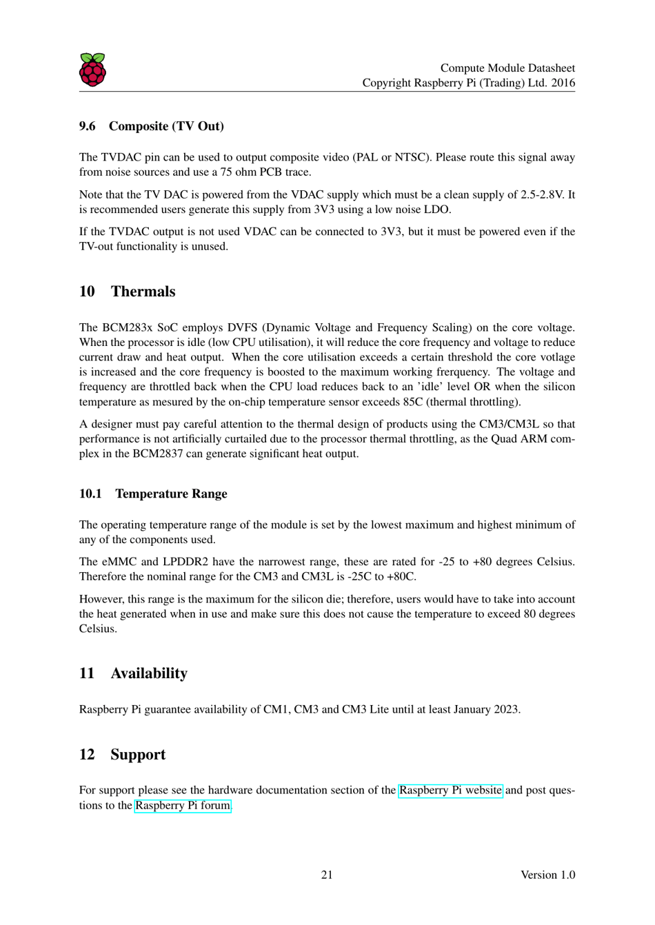 Datasheet Raspberry Pi Compute Module (Cm1), Compute Module 3 (Cm3) and Compute Module 3 Lite (Cm3l), Page 22