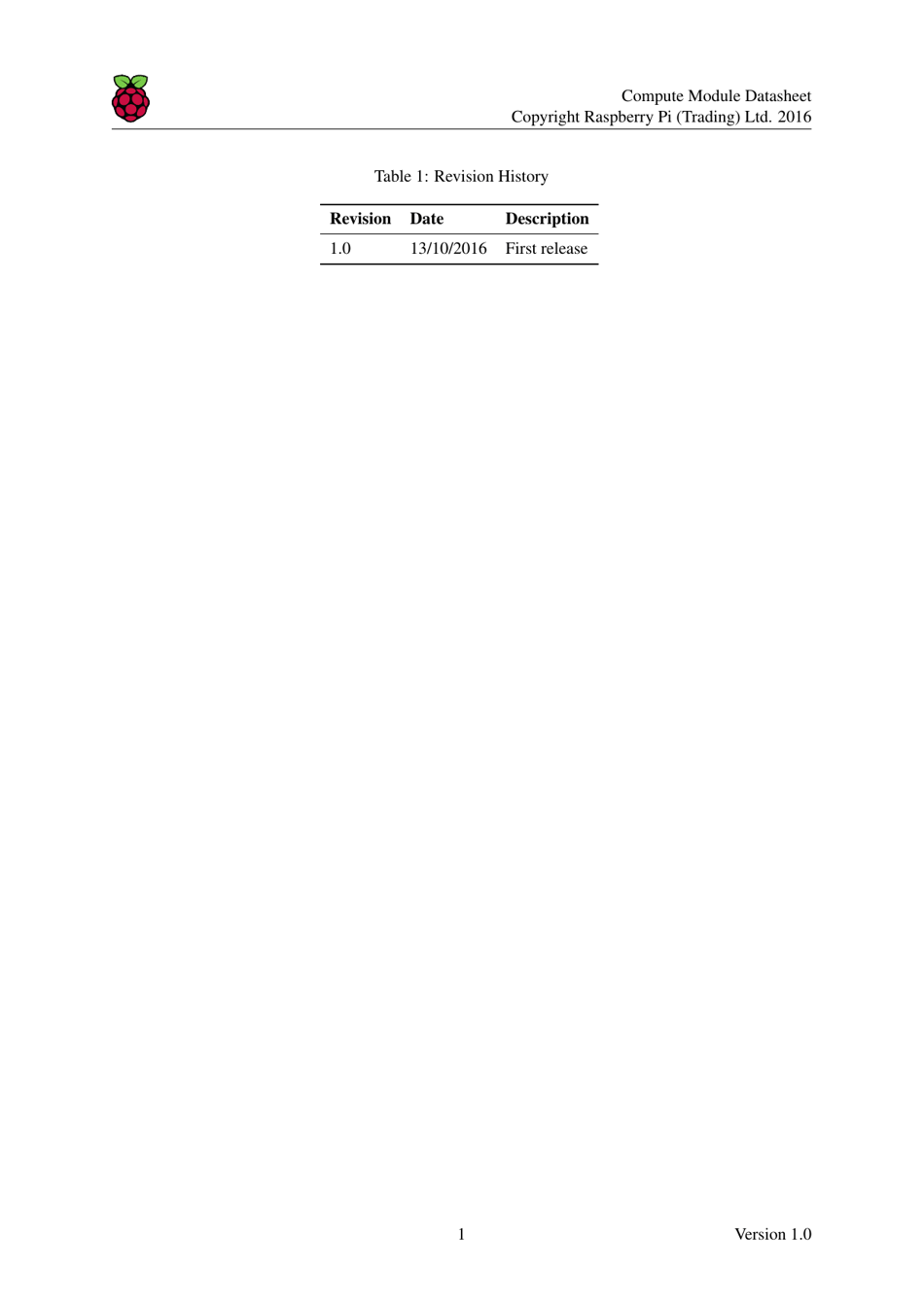 Datasheet Raspberry Pi Compute Module (Cm1), Compute Module 3 (Cm3) and Compute Module 3 Lite (Cm3l), Page 2