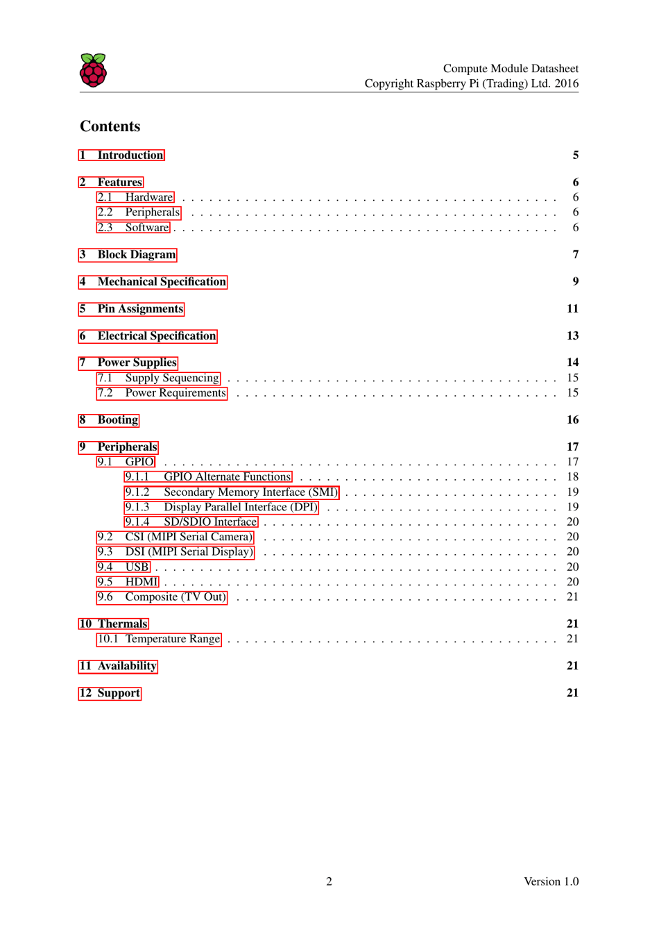 Datasheet Raspberry Pi Compute Module (Cm1), Compute Module 3 (Cm3) and Compute Module 3 Lite (Cm3l), Page 3