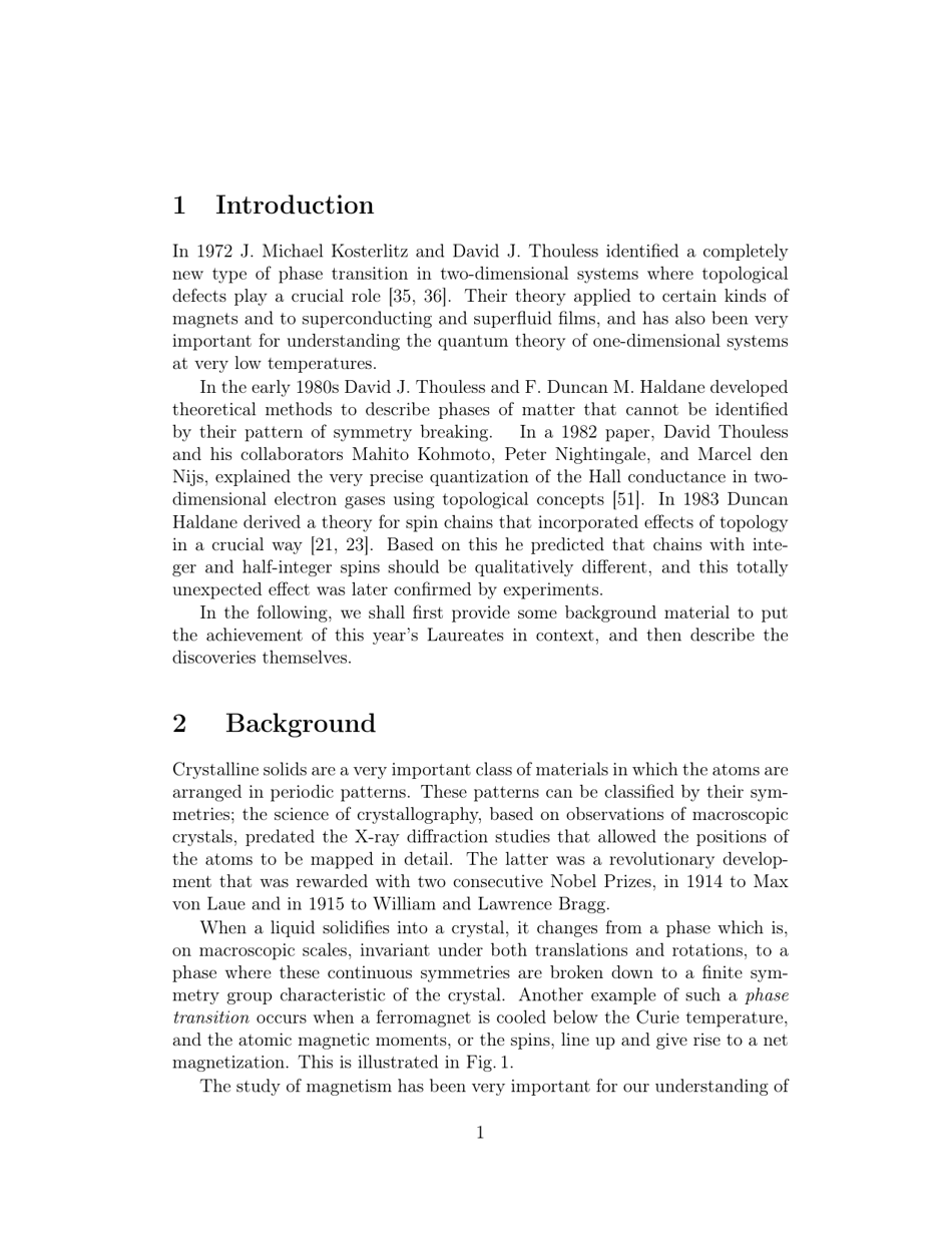 Scientific Background: Topological Phase Transitions and Topological Phases of Matter - the Royal Swedish Academy of Sciences - Sweden, Page 3