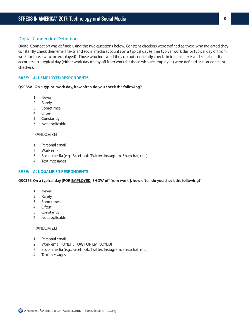Stress in America (Part 2): Technology and Social Media - American Psychological Association, Page 9