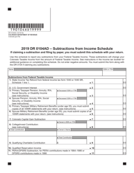 Form DR0104AD Subtractions From Income Schedule - Colorado