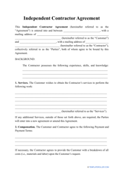 &quot;Independent Contractor Agreement Template&quot;