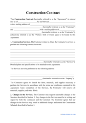Document preview: Construction Contract Template