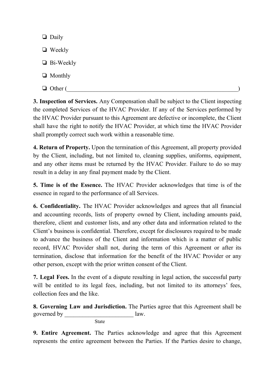 HVAC Service Contract Template, Page 2