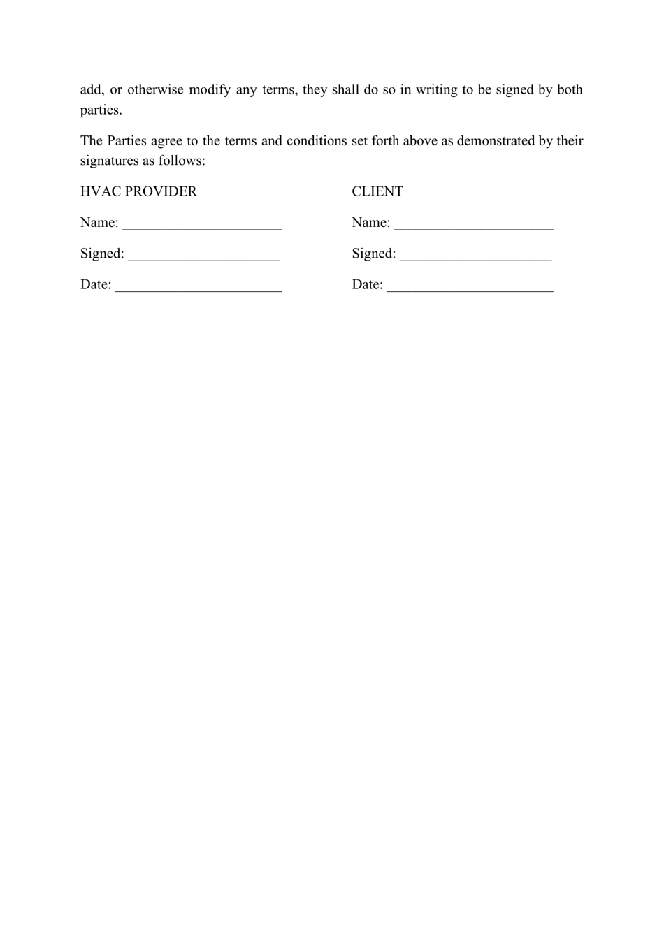 HVAC Service Contract Template, Page 3