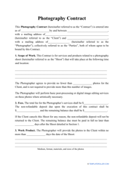Document preview: Photography Contract Template