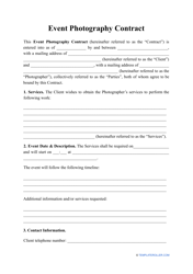 &quot;Event Photography Contract Template&quot;