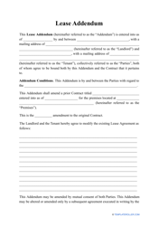 Document preview: Lease Addendum Template