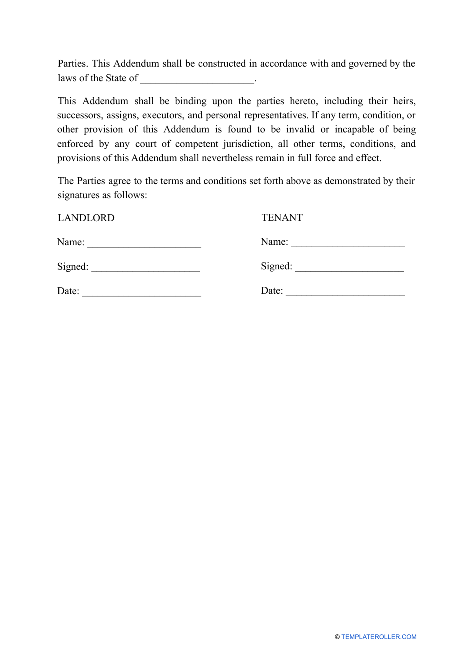 Lease Addendum Template Fill Out Sign Online And Download Pdf Templateroller 2690