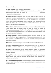 Vehicle Lease Agreement Template, Page 2