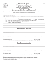 Document preview: Form MVT5-5 Odometer Disclosure Statement - Alabama