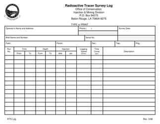Document preview: Radioactive Tracer Survey Log - Louisiana