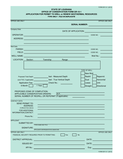 Form GR-10-1  Printable Pdf