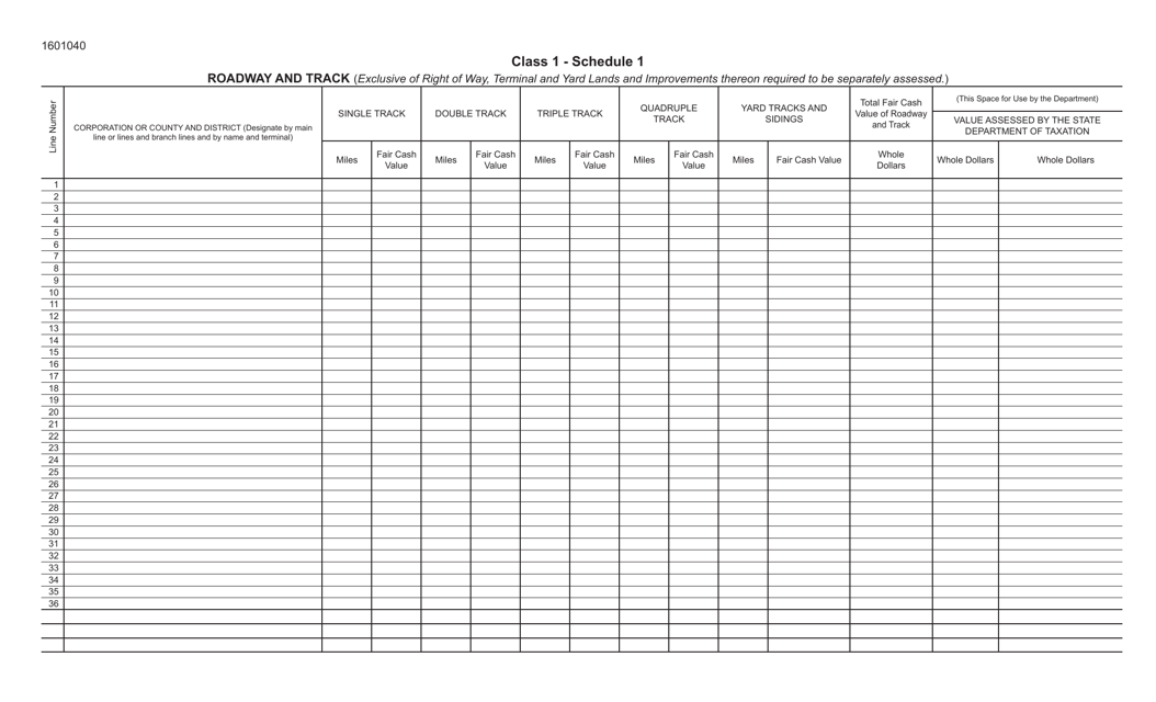 Form RR1-1 Schedule 1  Printable Pdf