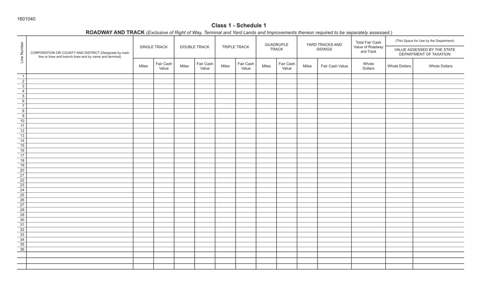 Form RR1-1 Schedule 1 Download Fillable PDF or Fill Online Class 1 ...