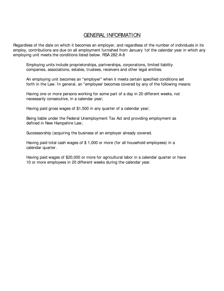 Instructions for Form NHES0037 Employer Status Report - New Hampshire, Page 2