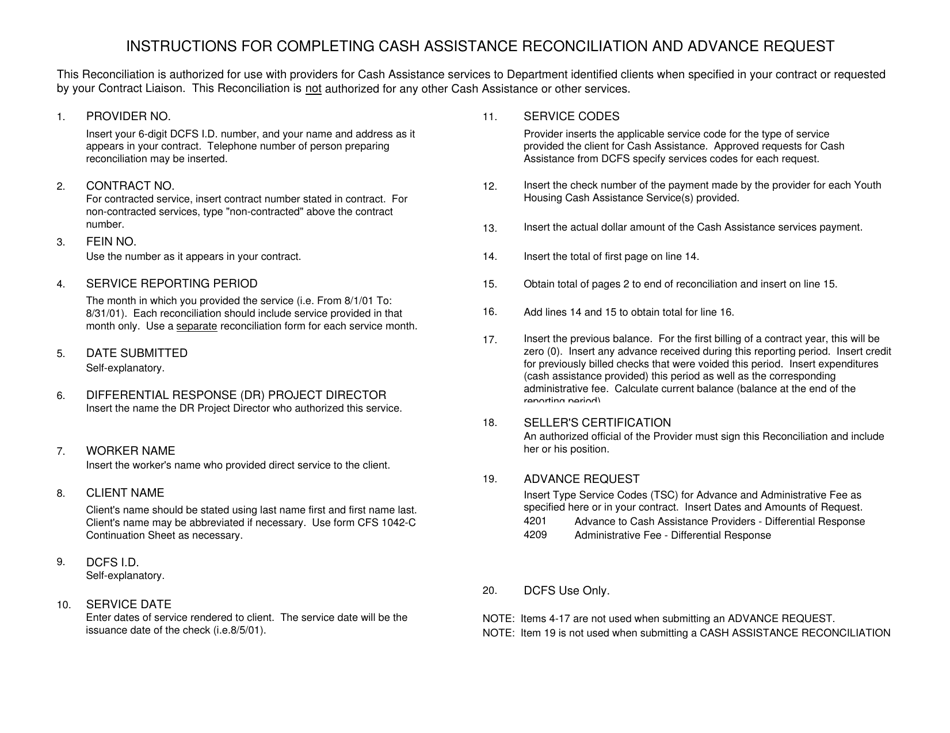 Form CFS613-4 Differential Response Cash Assistance Reconciliation and Advance Request - Illinois, Page 2