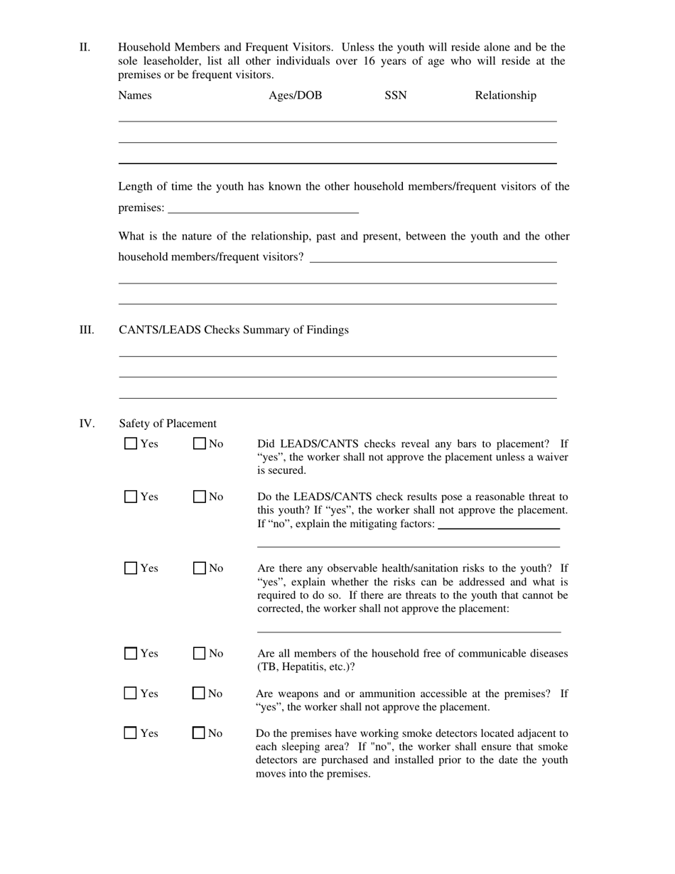 Form CFS453-A Placement Alternative Contract Safety Checklist - Illinois, Page 2