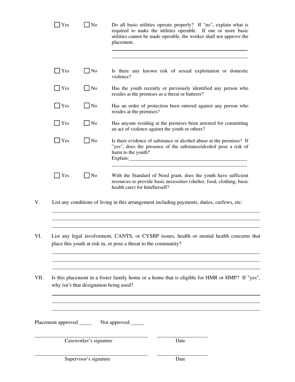 Form CFS453-A Placement Alternative Contract Safety Checklist - Illinois, Page 3