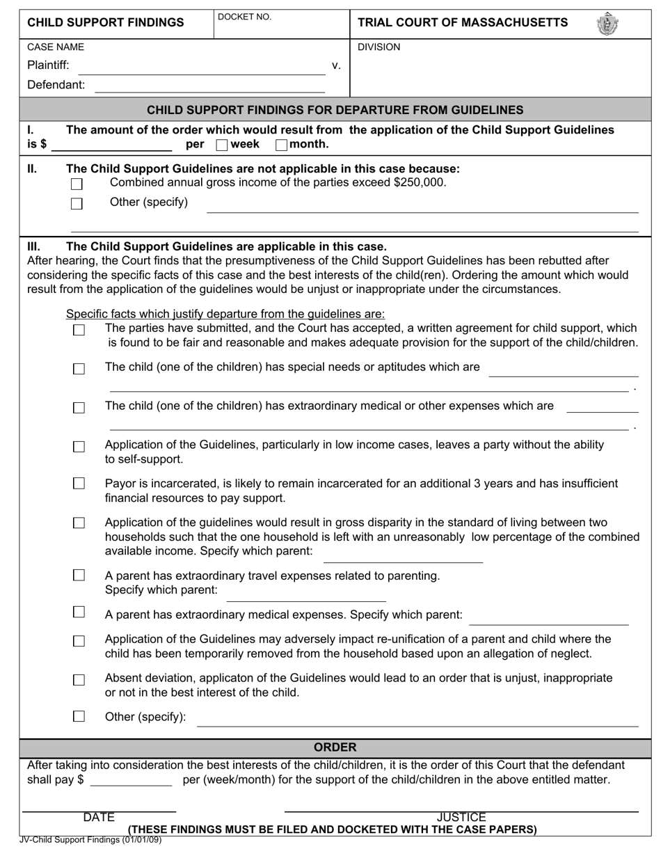 Massachusetts Child Support Findings Fill Out, Sign Online and