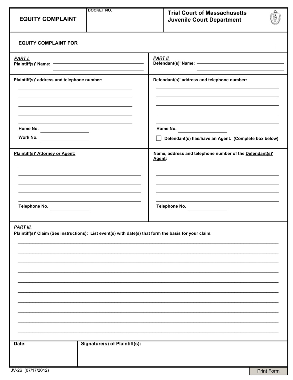 Form Jv-26 - Fill Out, Sign Online And Download Fillable Pdf 