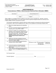 Document preview: Questionnaire 9 Transcutaneous (Tens) or Neuromuscular Electrical Nerve Stimulator (Nmes) - Colorado