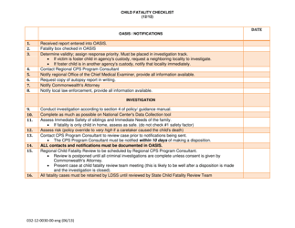 Document preview: Form 032-12-0030-00-ENG Child Fatality Checklist - Virginia