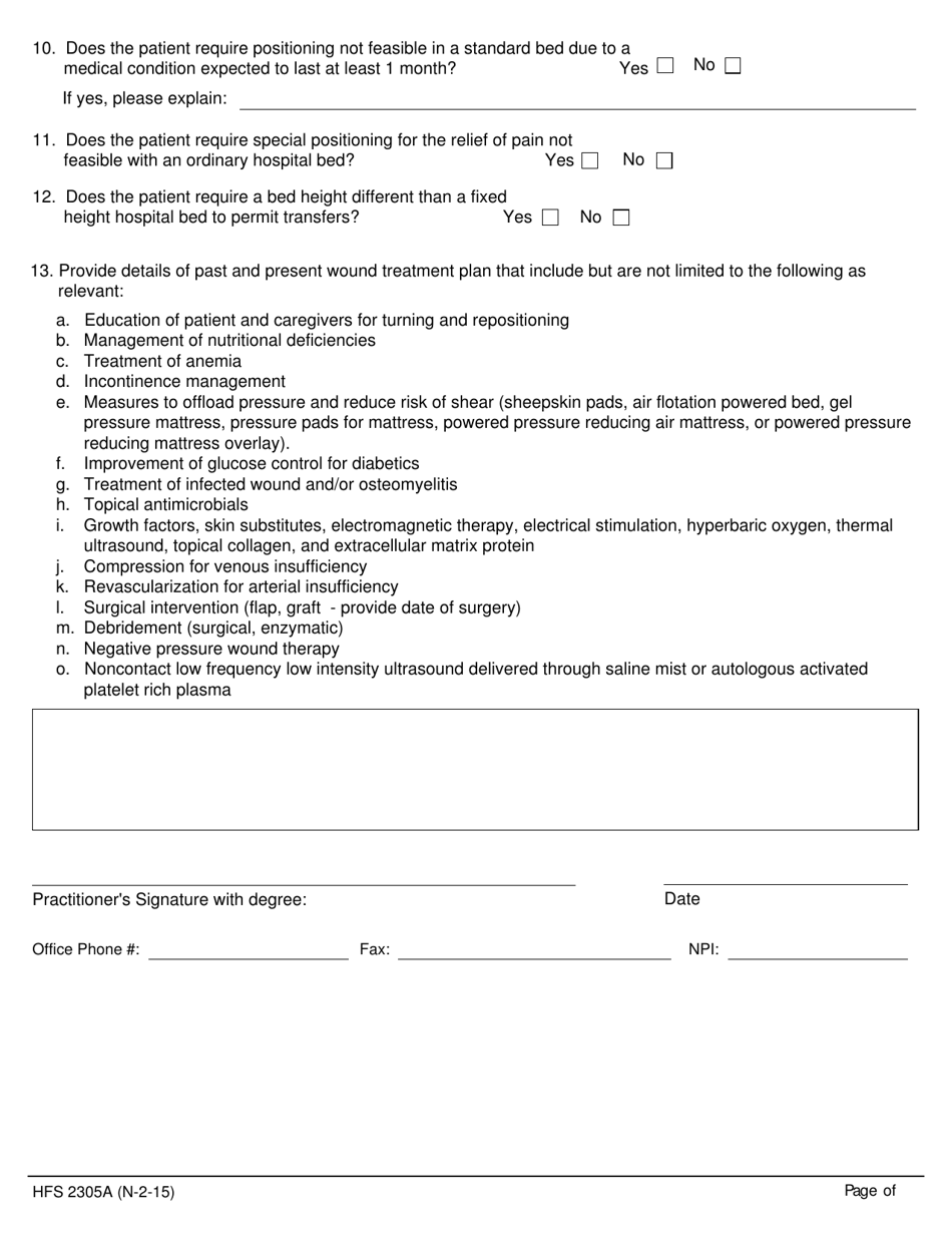 Form HFS2305A - Fill Out, Sign Online and Download Fillable PDF ...