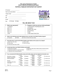Document preview: Form MMH-8 Faithful Families Participant Exit Survey - New Jersey