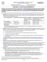 Form PS31091 Rehabilitation Requirements - Minnesota