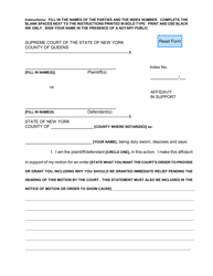 Document preview: Affidavit in Support - County of Queens, New York