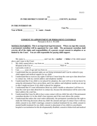 Document preview: Form 184 Consent to Appointment of Permanent Custodian - Kansas