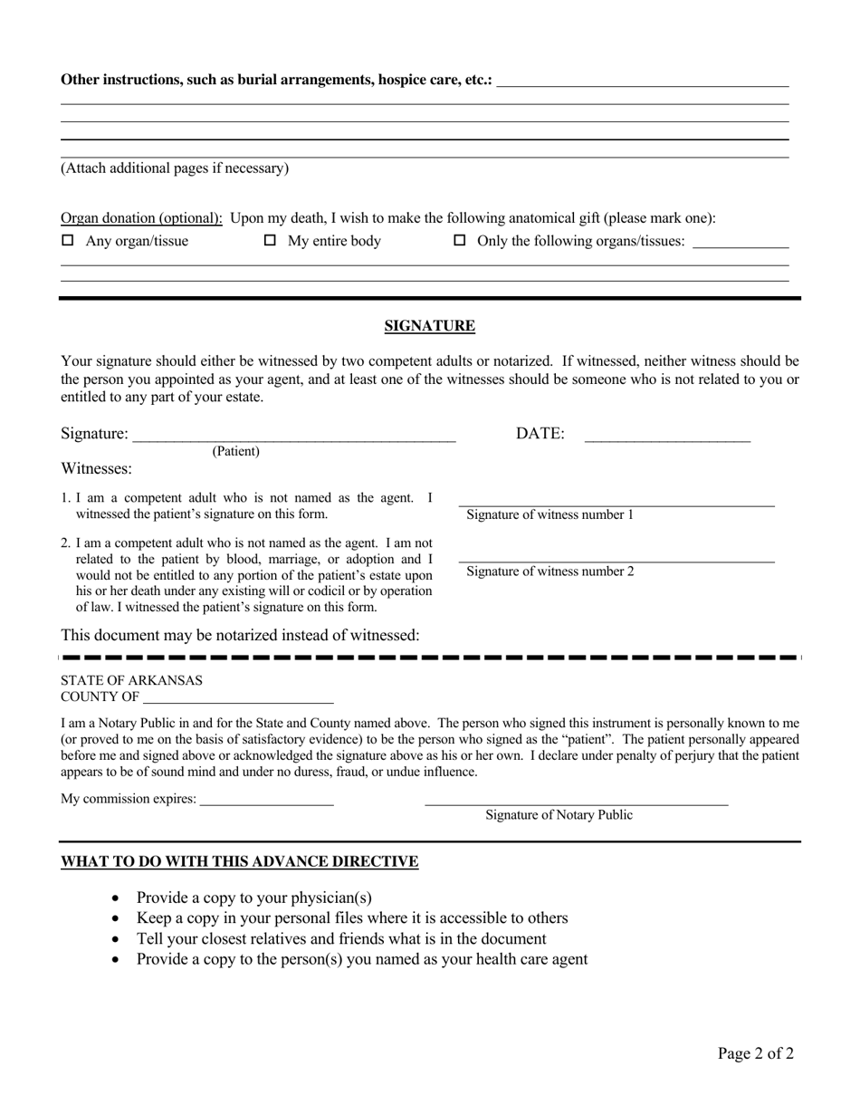 Arkansas Advance Care Plan Form - Fill Out, Sign Online and Download ...