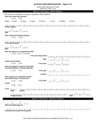 State Form 51657 Q-Fever Case Investigation - Indiana, Page 3