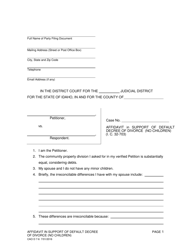 Document preview: Form CAO D7-6 Affidavit in Support of Default Decree of Divorce (No Children) - Idaho
