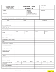 Document preview: Form 3F-P-269 Matrimonial Action Information - Hawaii