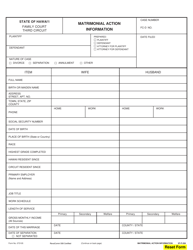 Form 3F-P-269 Matrimonial Action Information - Hawaii