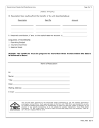 TREC Form 32-4 Condominium Resale Certificate - Texas, Page 2