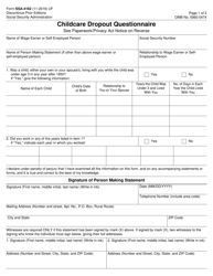 Document preview: Form SSA-4162 Childcare Dropout Questionnaire