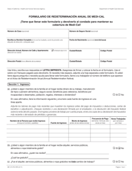 Document preview: Formulario MC210 RV Formulario De Redeterminacion Anual De Medi-Cal - California (Spanish)