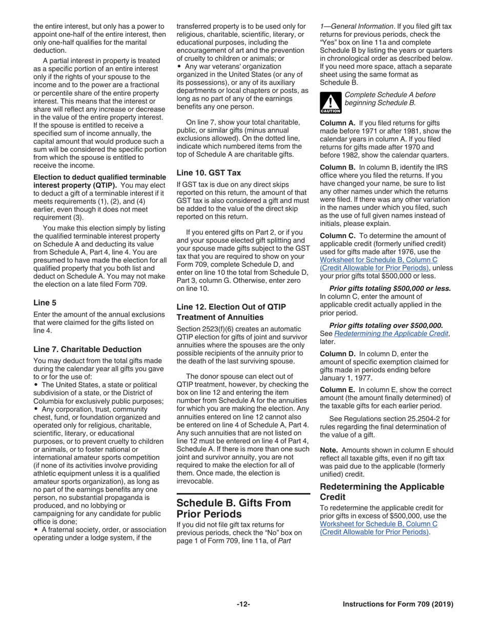 Instructions for IRS Form 709 United States Gift (And Generation-Skipping Transfer) Tax Return, Page 12