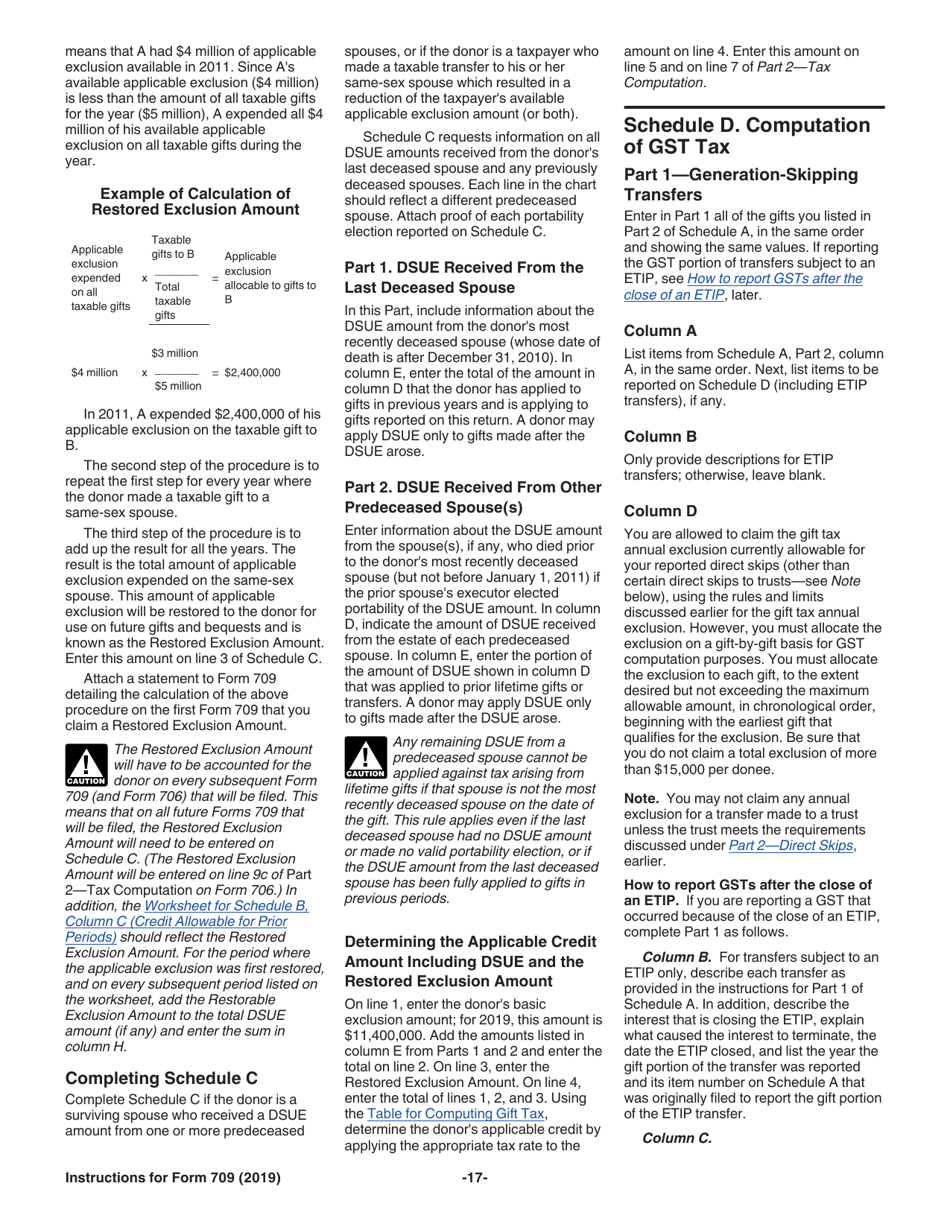 Instructions for IRS Form 709 United States Gift (And Generation-Skipping Transfer) Tax Return, Page 17